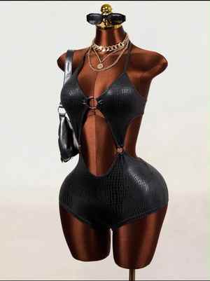 Noir Serpent Cutout Romper