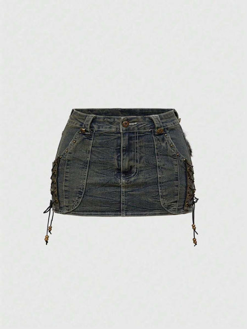 Babe Faux-Fur Tie Mini Skirt - view 2