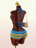 Blue Current Striped Halter Unitard — product image 1
