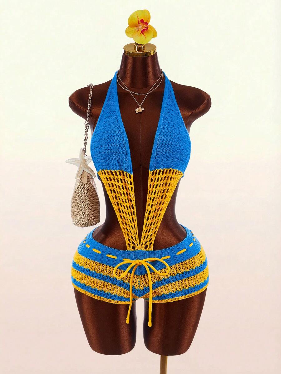 Blue Current Striped Halter Unitard — product image 2