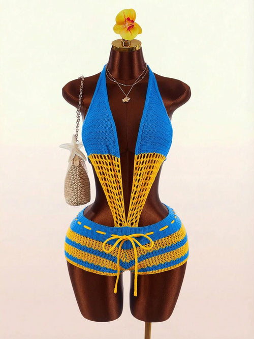 Blue Current Striped Halter Unitard — product image 2