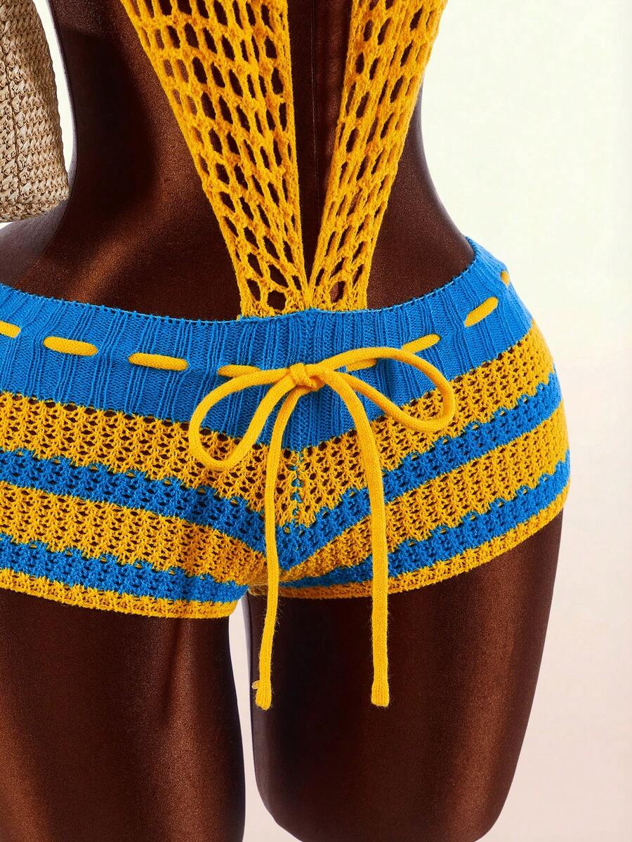 Blue Current Striped Halter Unitard — product image 6