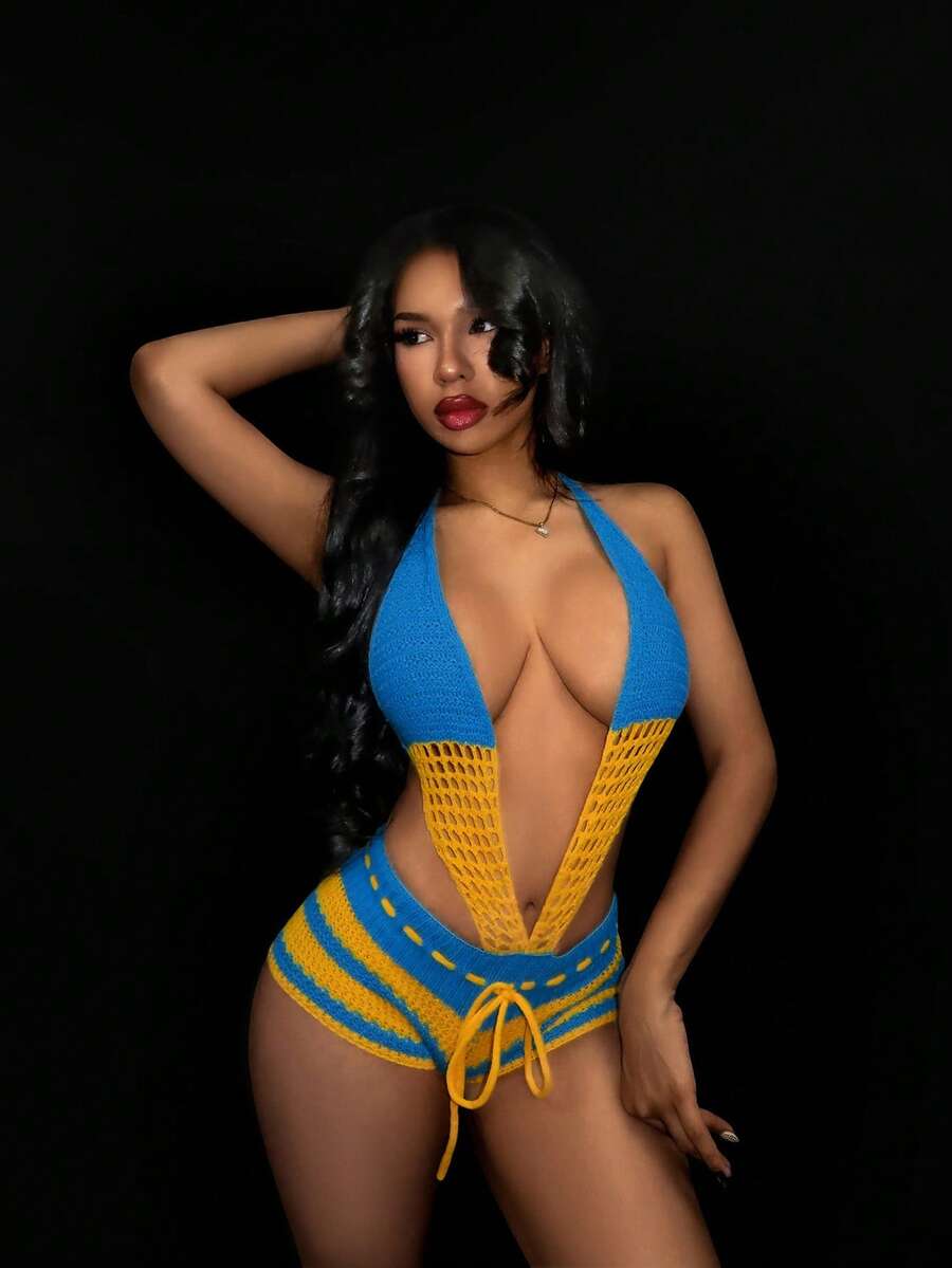 Blue Current Striped Halter Unitard — product image 8