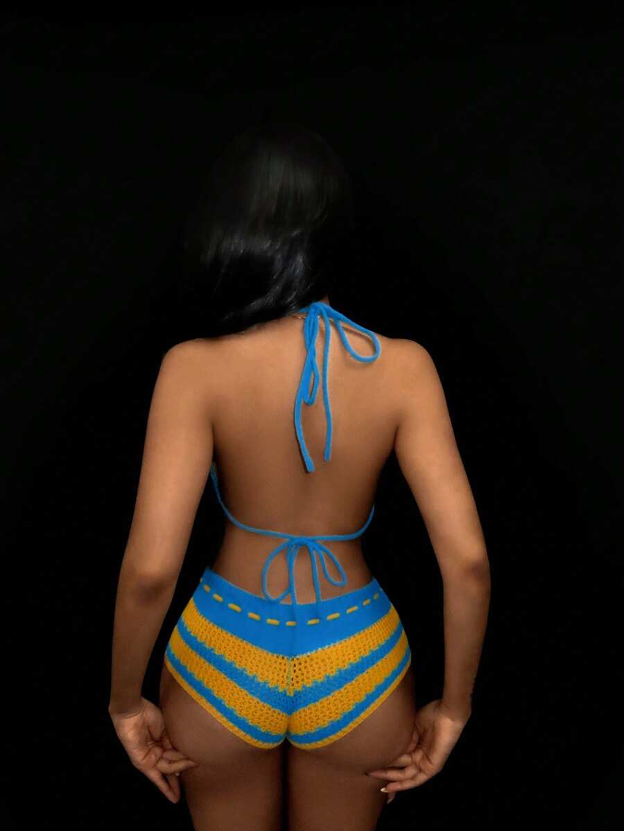 Blue Current Striped Halter Unitard — product image 9
