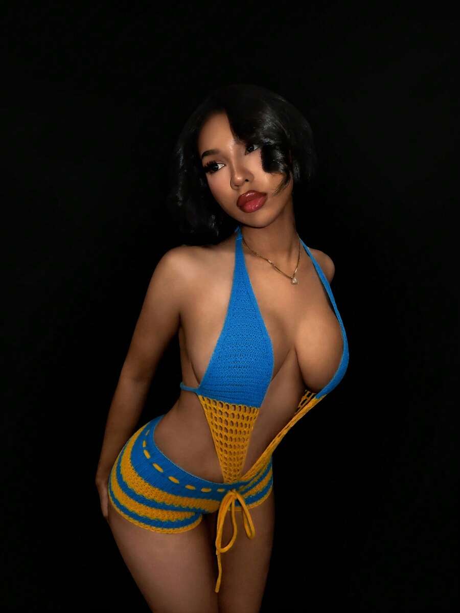 Blue Current Striped Halter Unitard — product image 10