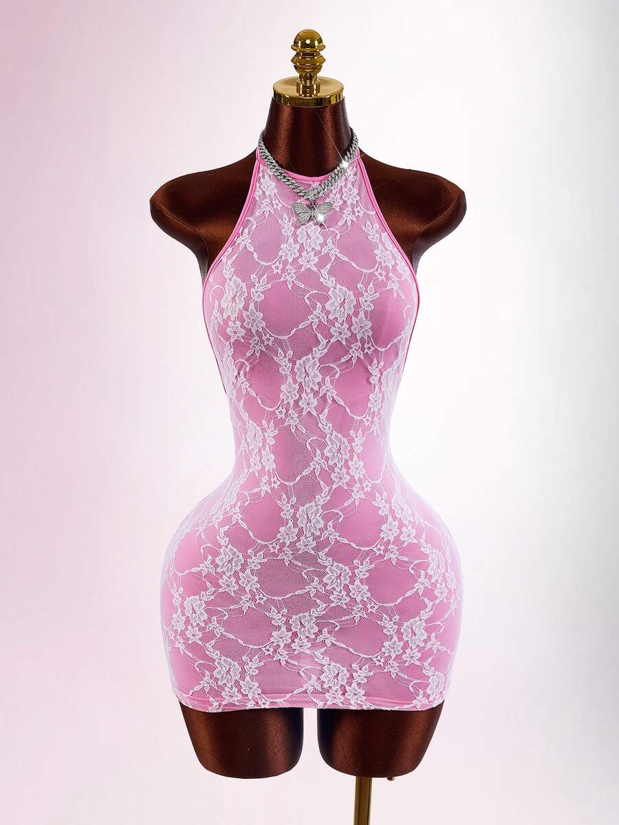 Blush Veil Backless Lace Mini Dress — product image 7