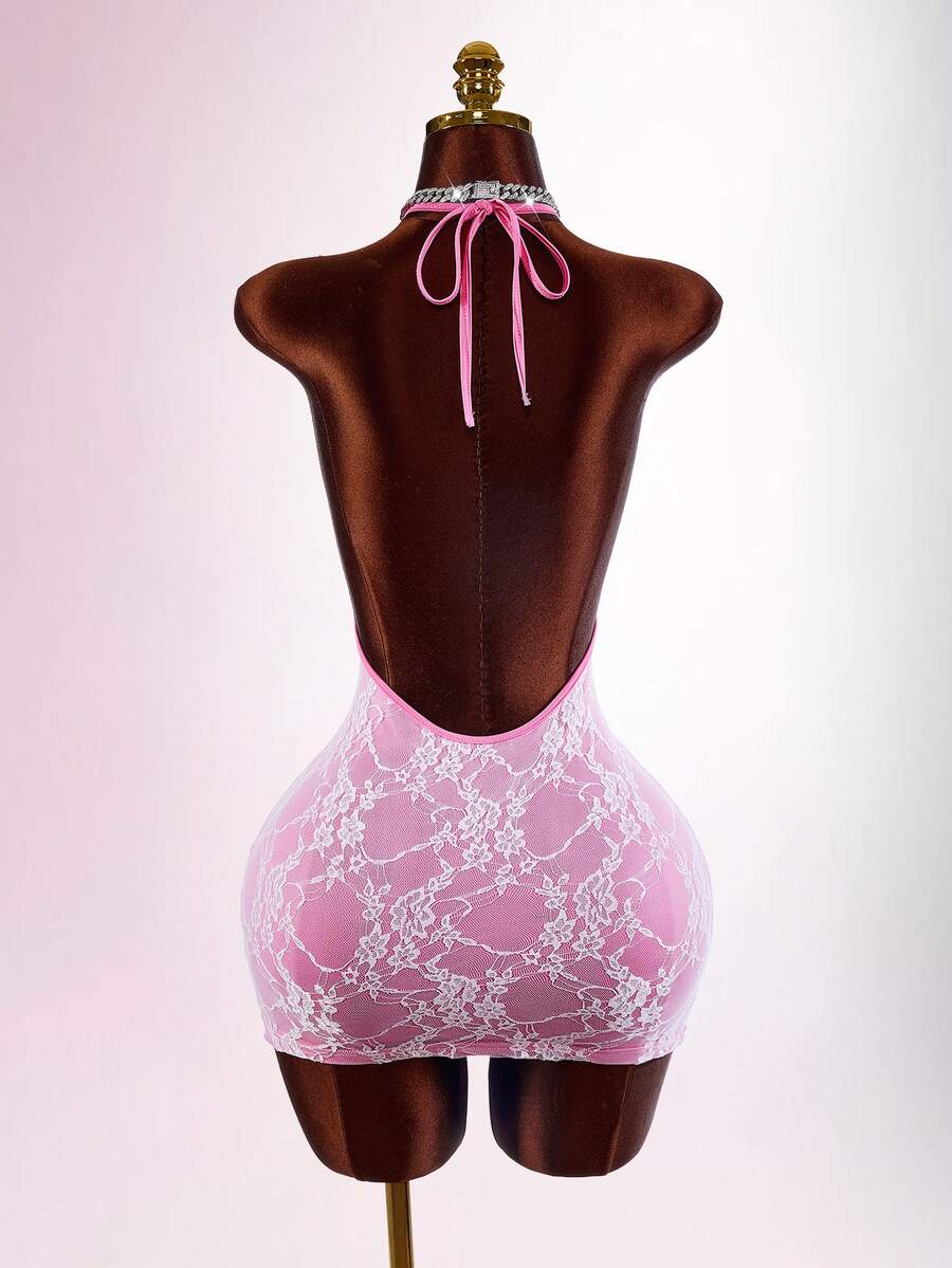 Blush Veil Backless Lace Mini Dress — product image 11