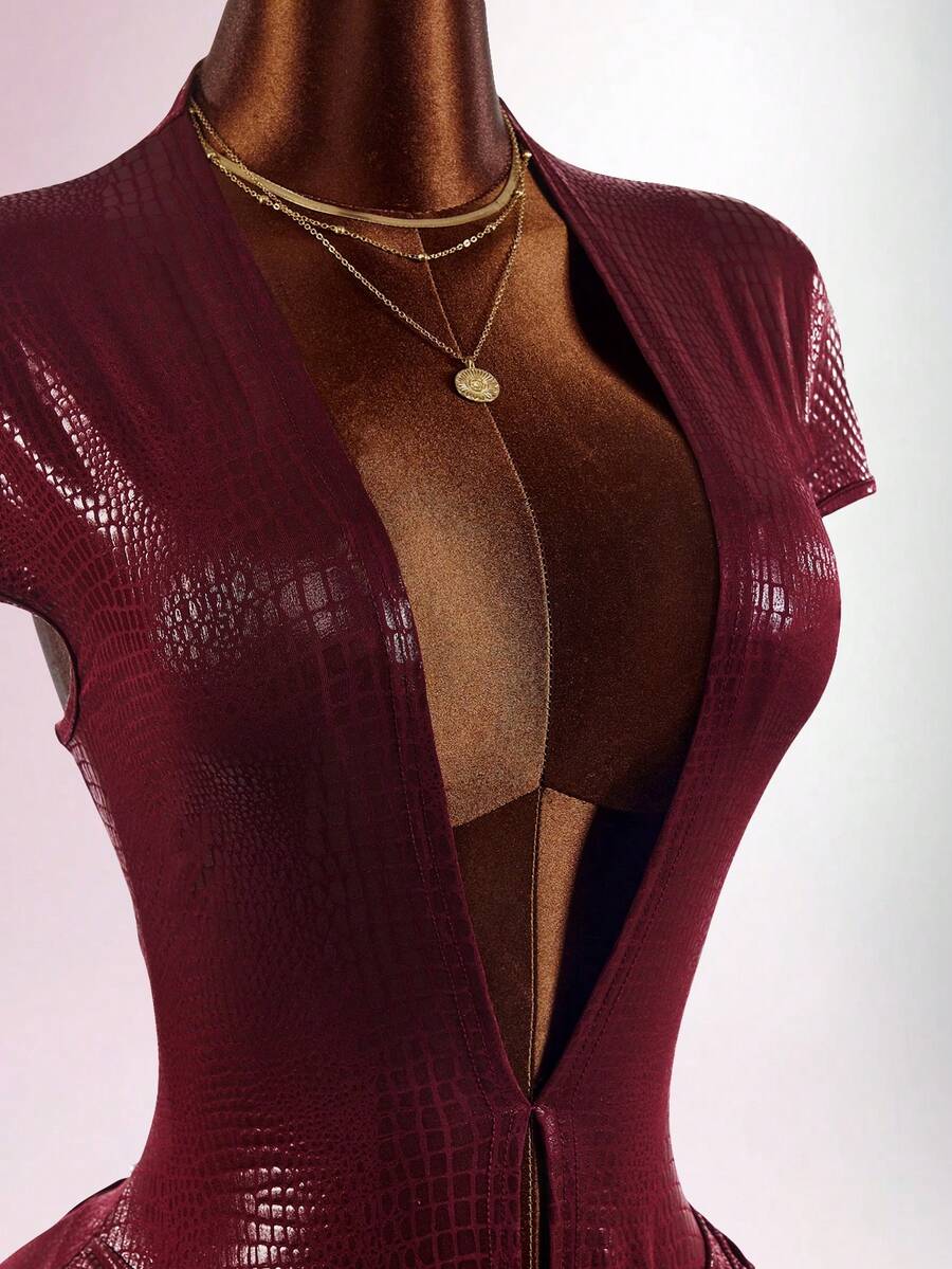 Burgundy Knotline Deep-V Jumpsuit — product image 5