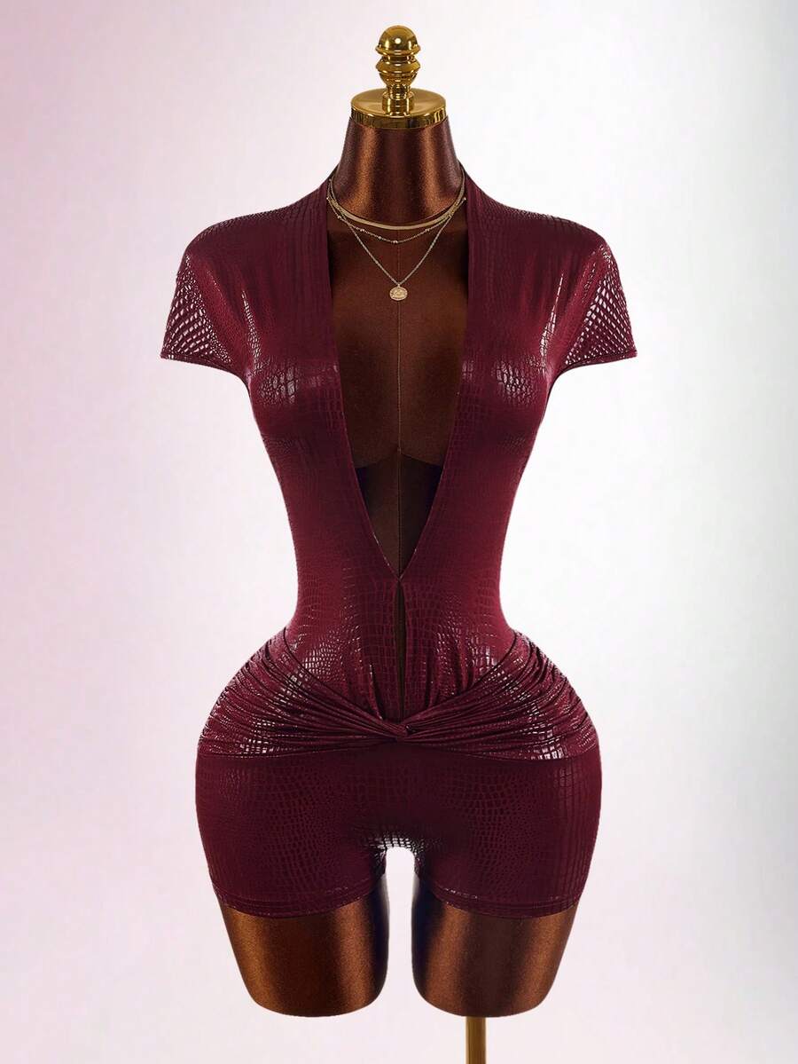 Burgundy Knotline Deep-V Jumpsuit — product image 8