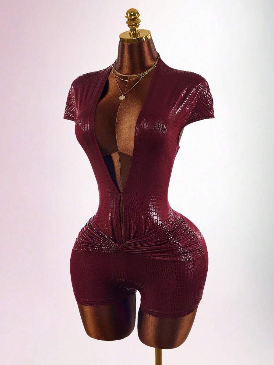 Burgundy Knotline Deep-V Jumpsuit — product image 9