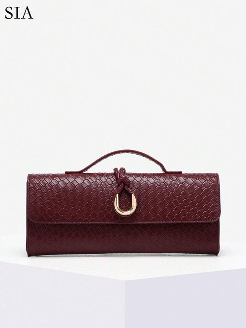 Burgundy Woven-Look Clutch Tote - view 1