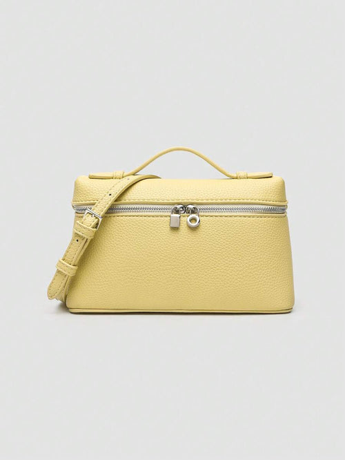 Butter Yellow Litchi Shoulder Bag - view 1