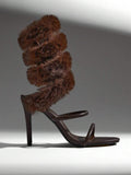 Cocoa Spiral Fur Stiletto Heels — product image 1