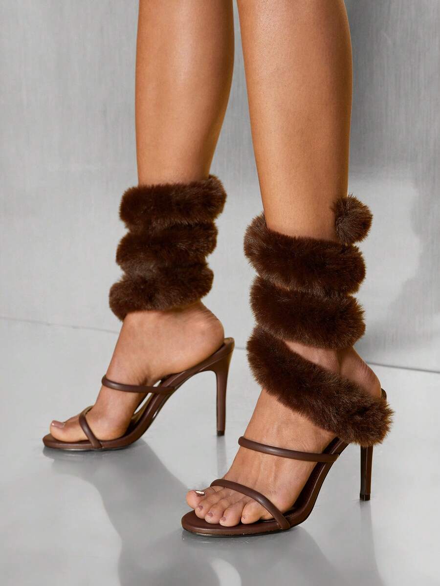 Cocoa Spiral Fur Stiletto Heels — product image 2