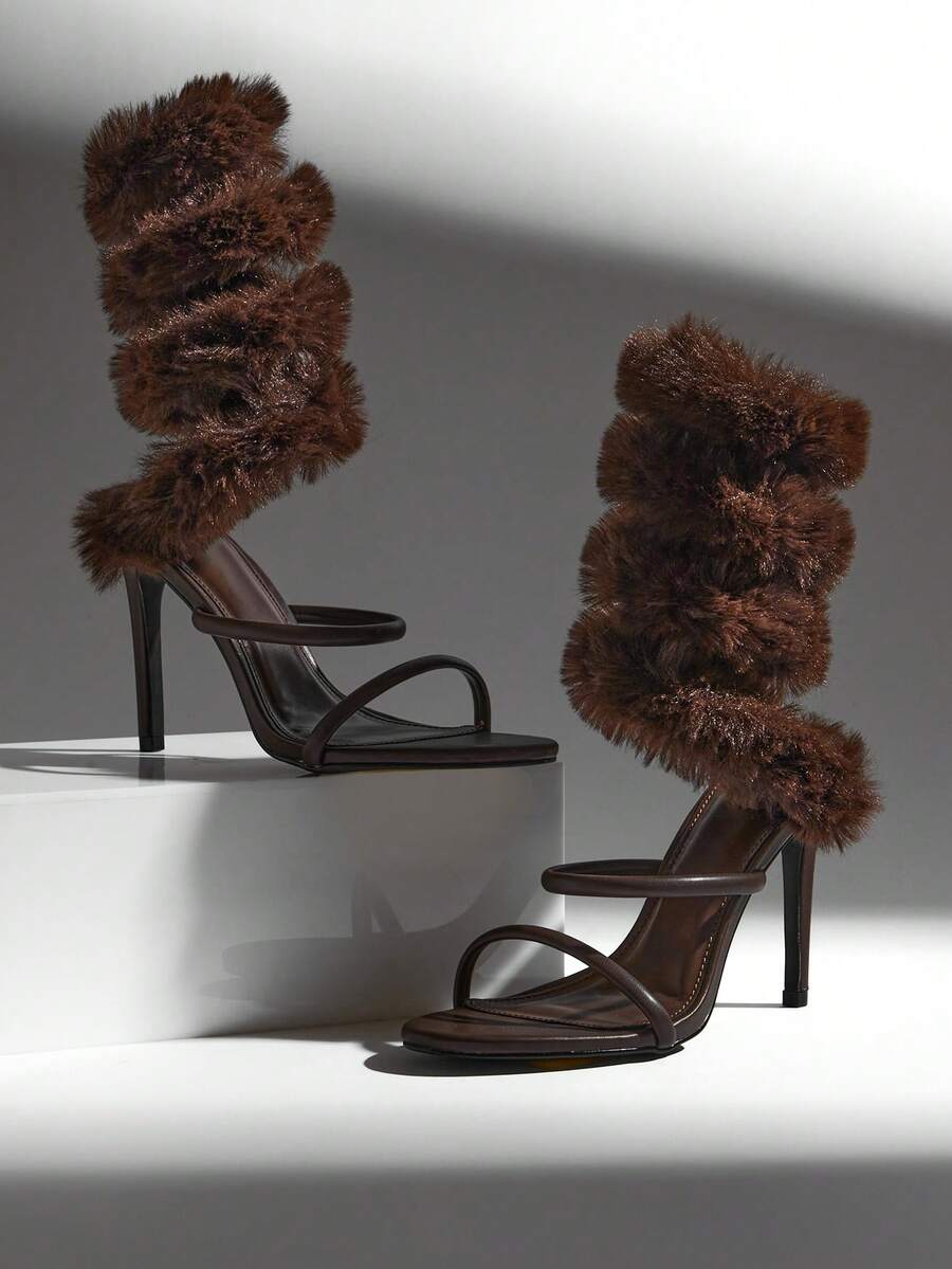 Cocoa Spiral Fur Stiletto Heels — product image 6
