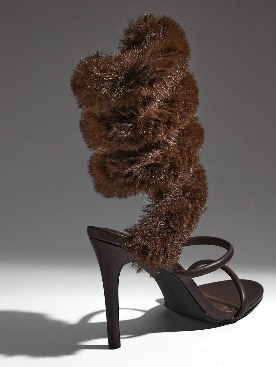 Cocoa Spiral Fur Stiletto Heels — product image 7