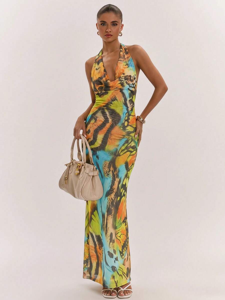 Golden Butterfly Mesh Maxi Dress — product image 2