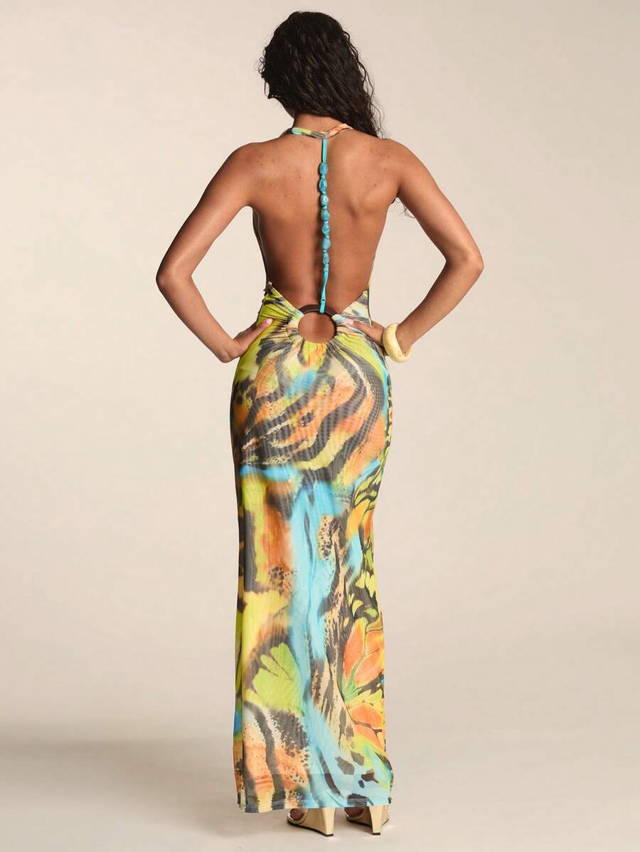 Golden Butterfly Mesh Maxi Dress — product image 3
