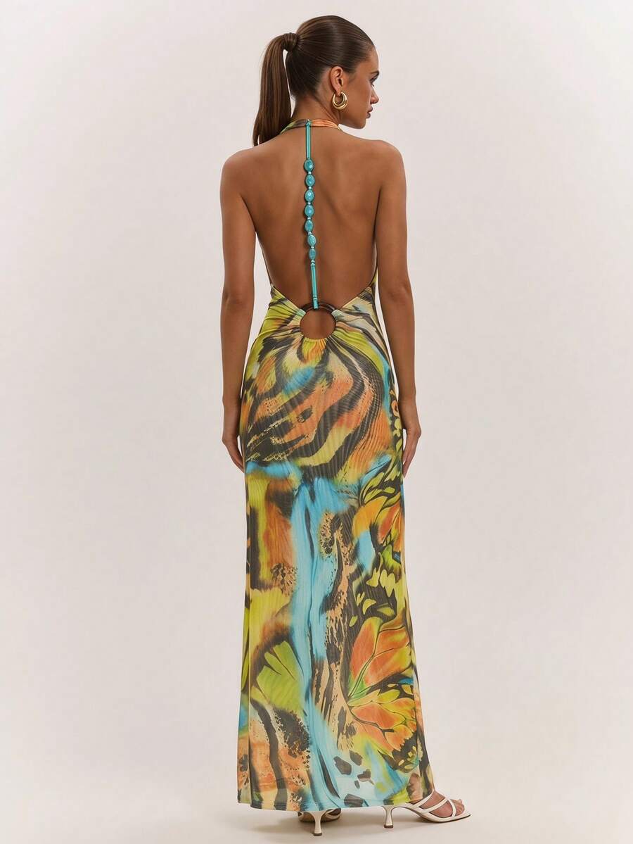 Golden Butterfly Mesh Maxi Dress — product image 4