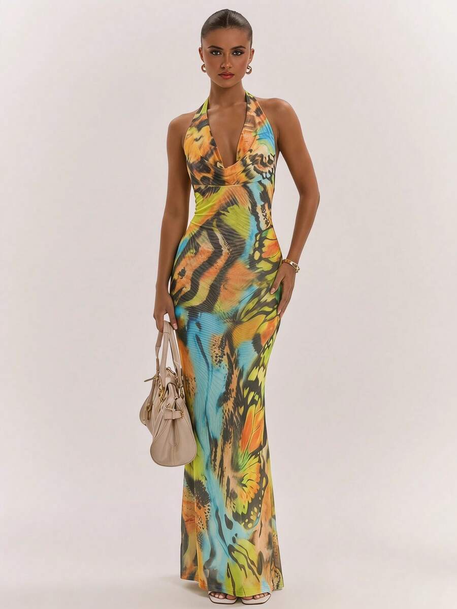 Golden Butterfly Mesh Maxi Dress — product image 5