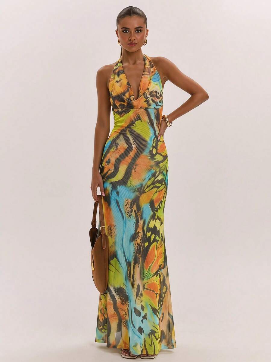 Golden Butterfly Mesh Maxi Dress — product image 6