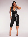 Monochrome Current Striped Capri Unitard — product image 1