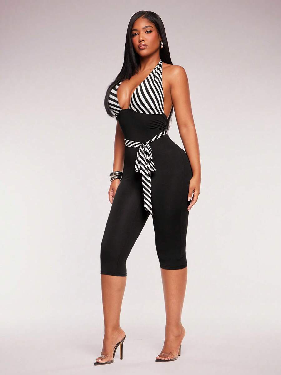 Monochrome Current Striped Capri Unitard — product image 5