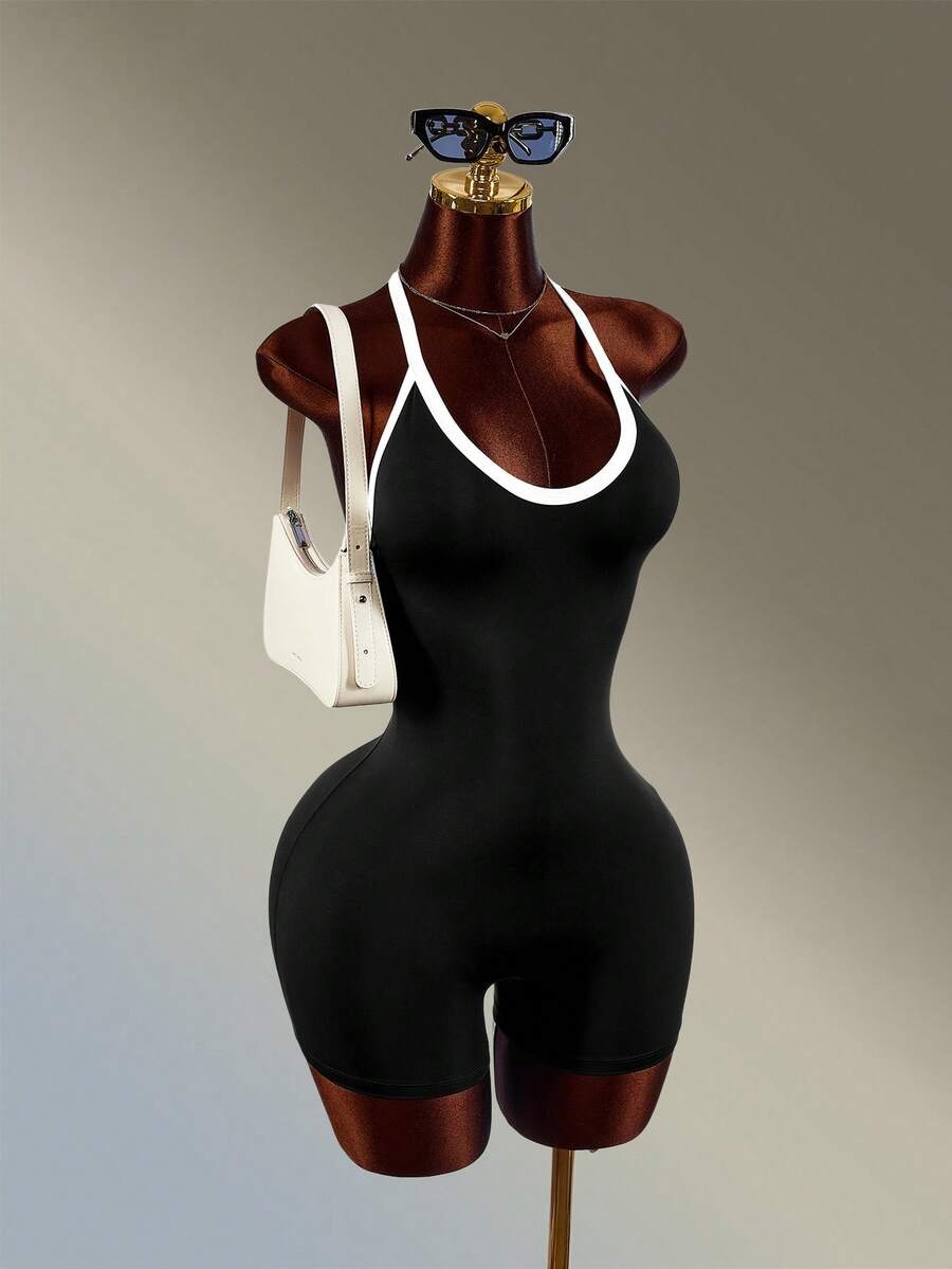 Monochrome Motion Halter Romper — product image 3