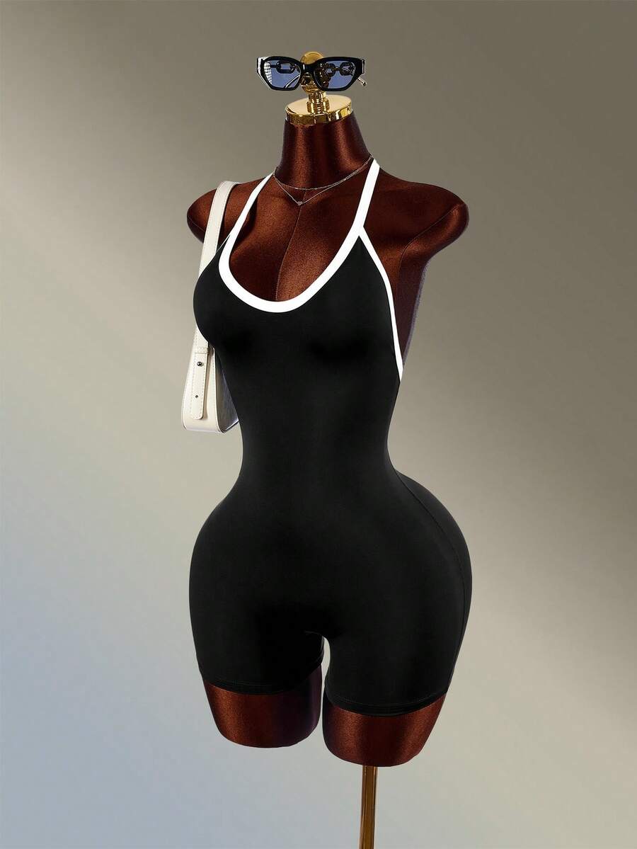 Monochrome Motion Halter Romper — product image 4
