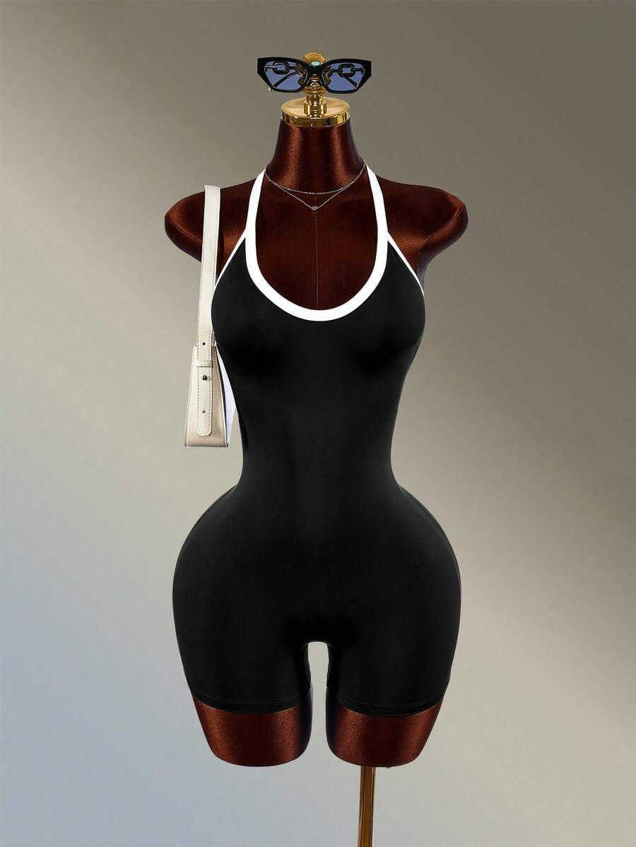 Monochrome Motion Halter Romper — product image 5