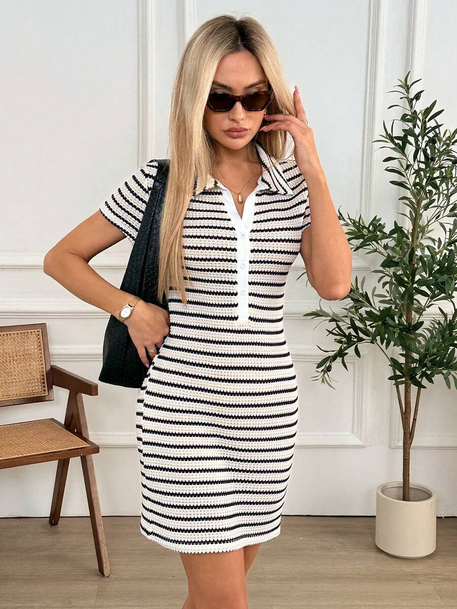 Monochrome Stripe Knit Mini Dress — product image 2
