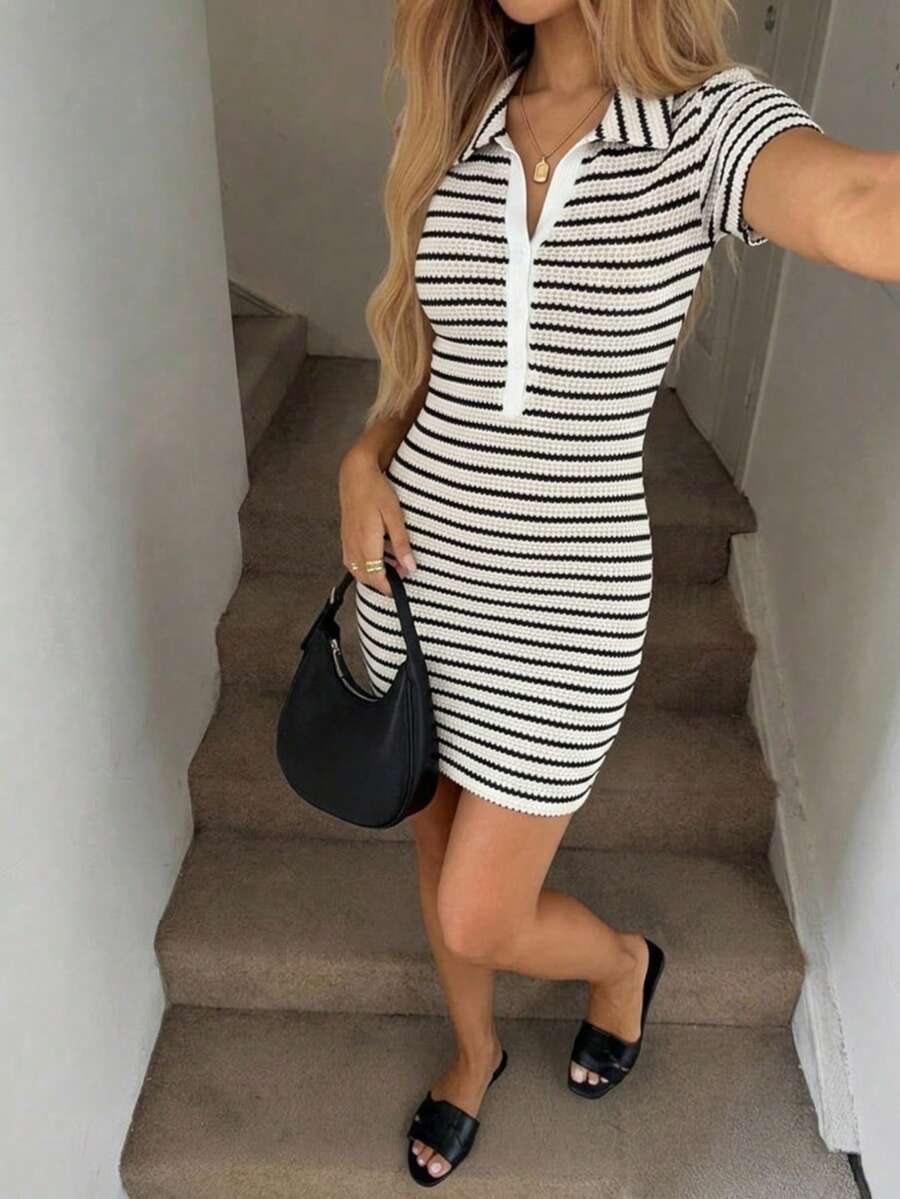 Monochrome Stripe Knit Mini Dress — product image 8