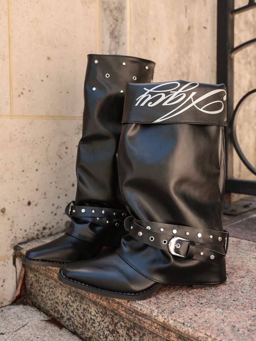 Rebel Fold Rivet Buckle Boots — product image 7