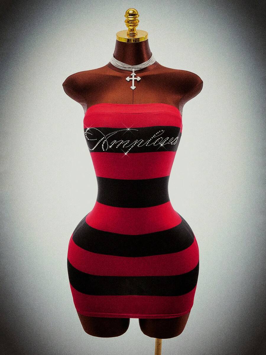 Rouge Static Rhinestone Mini Dress — product image 3