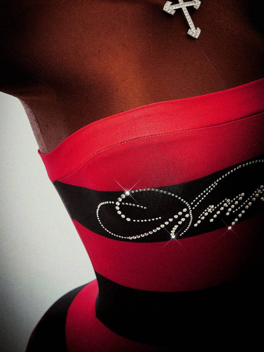 Rouge Static Rhinestone Mini Dress — product image 6