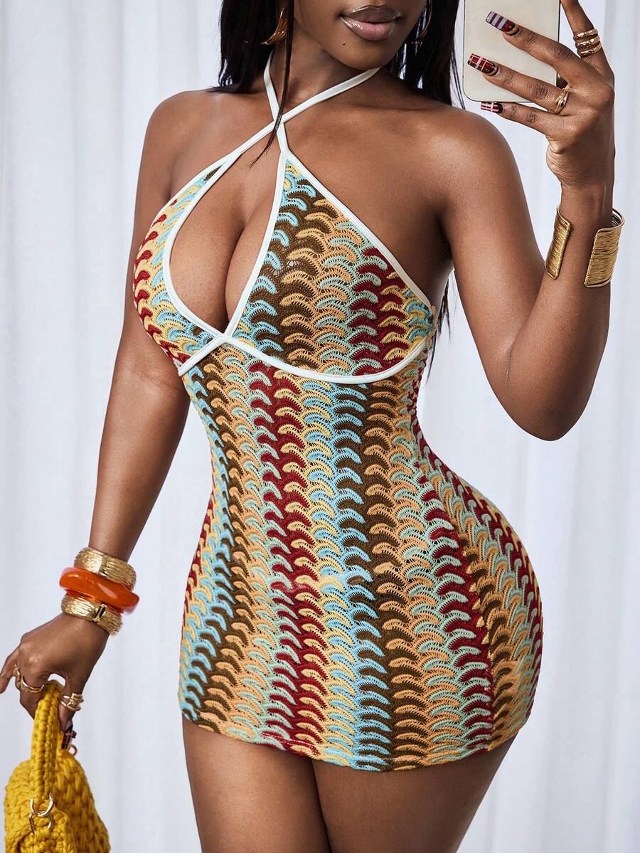 Sandstone Cross-Tie Knit Mini Dress — product image 3