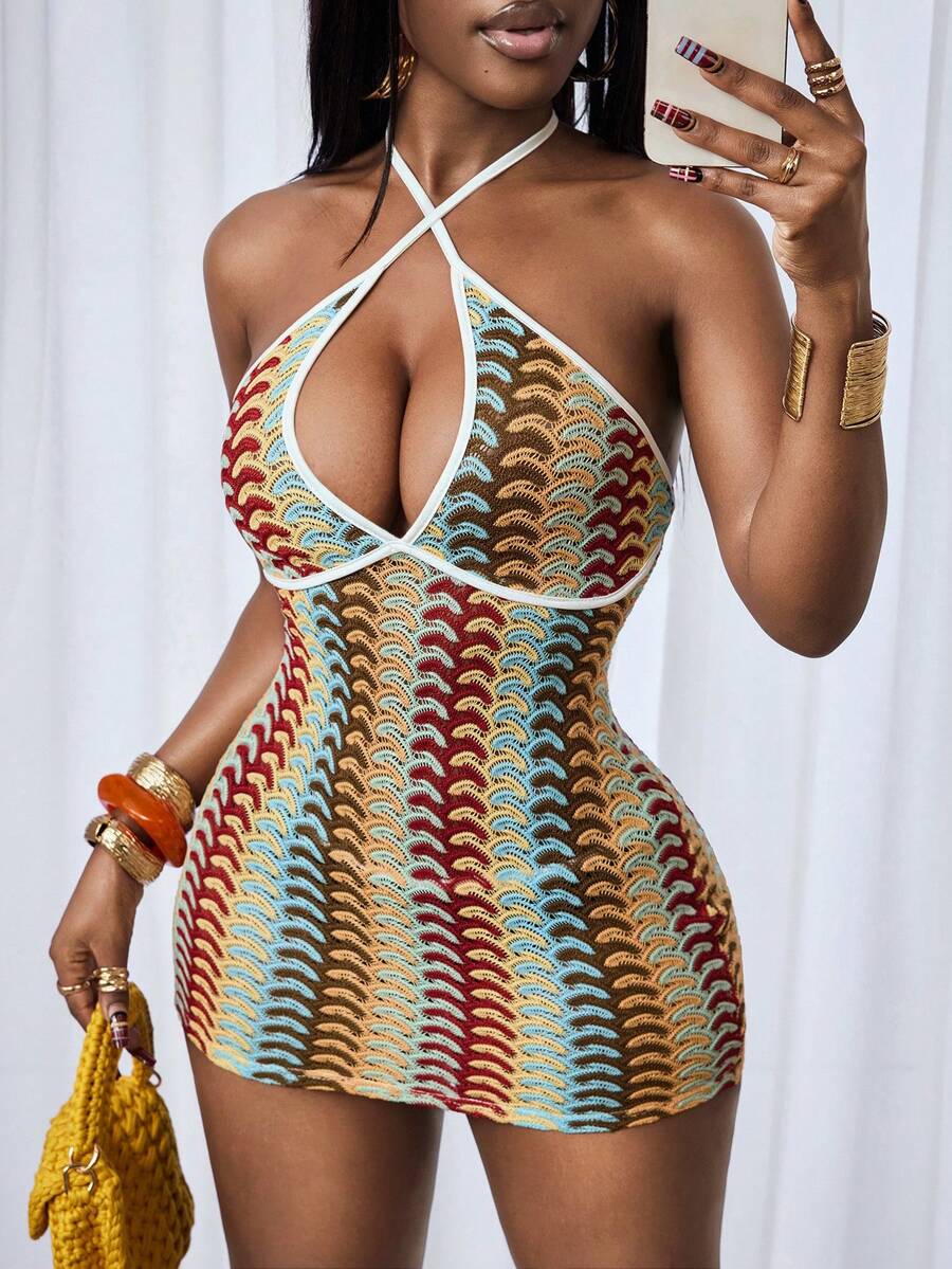 Sandstone Cross-Tie Knit Mini Dress — product image 6