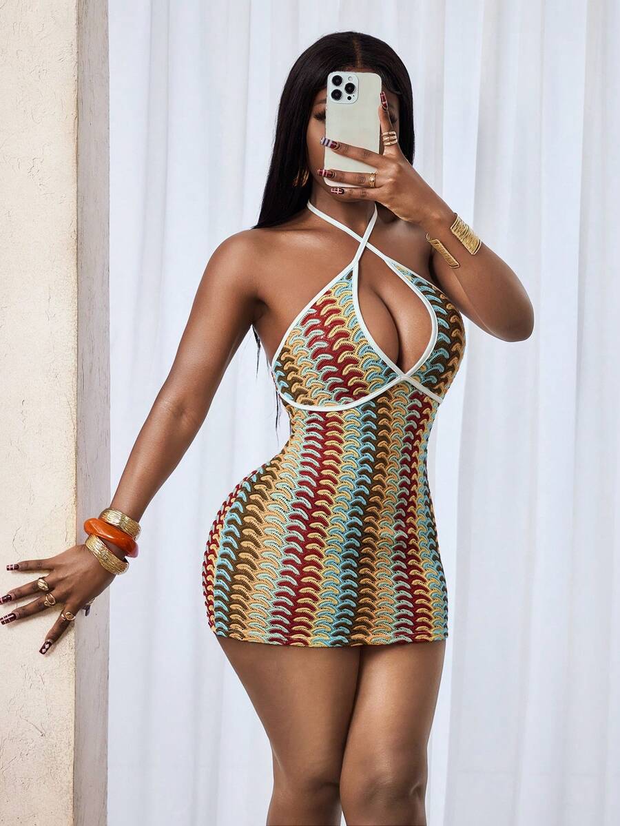 Sandstone Cross-Tie Knit Mini Dress — product image 7