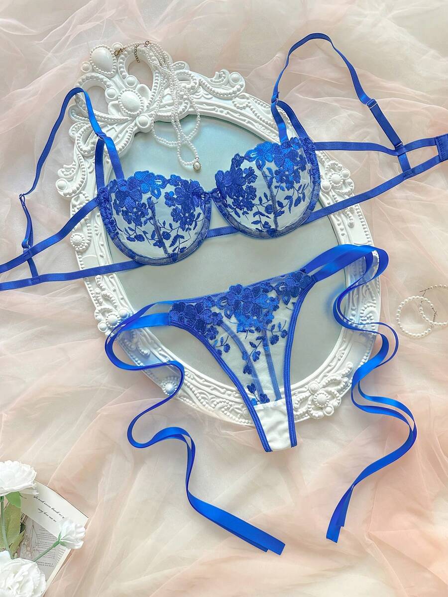 Sky Bloom Embroidered Lingerie Set — product image 1