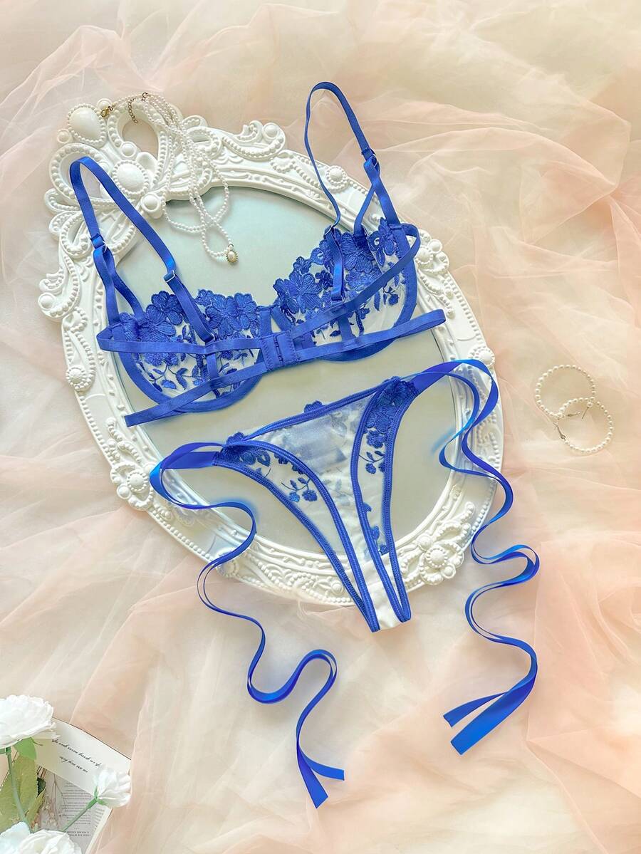 Sky Bloom Embroidered Lingerie Set — product image 2