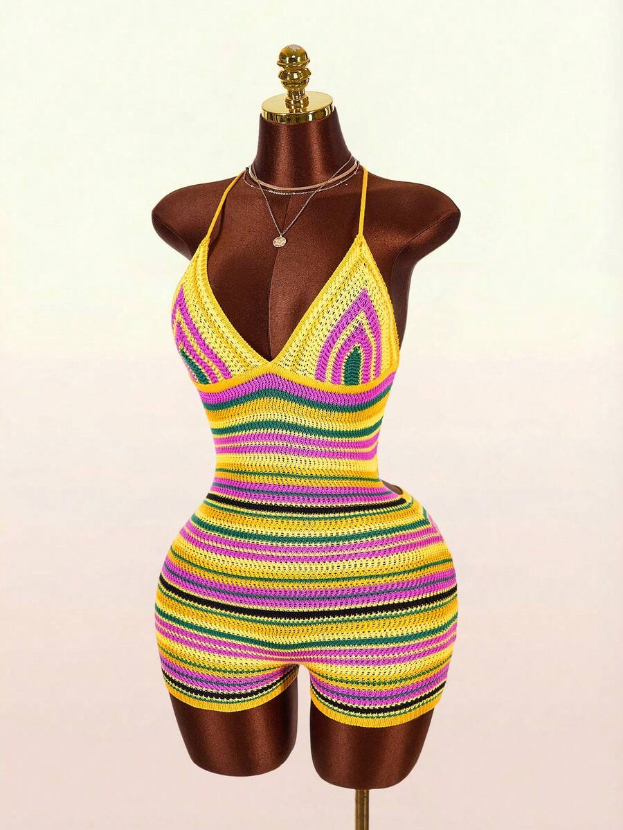 Stripe Siren Halter Knit Jumpsuit — product image 1